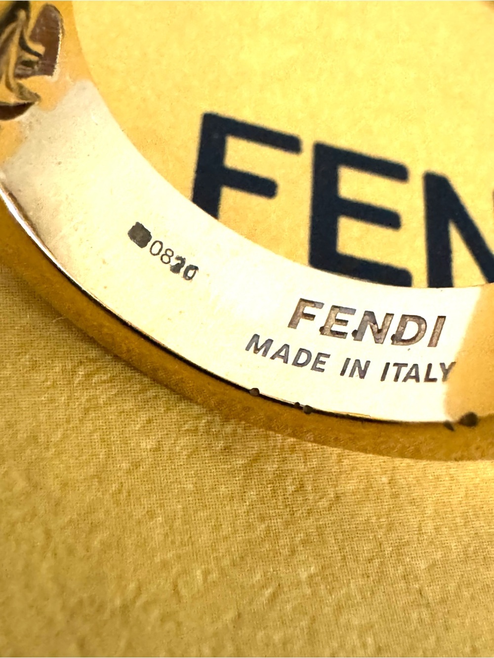 FENDI - FF Crystal Gold Tone Ring Size M Approx US 6.5-7 w Box - Picture 5 of 8